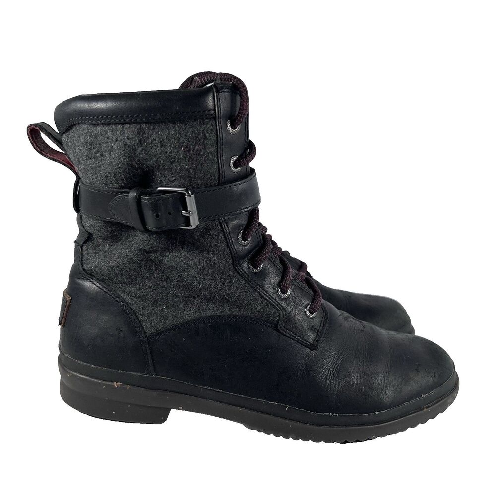 Ugg Kesey Waterproof Lace Up Ankle Boots Zip Buckle Women's Size 9.5